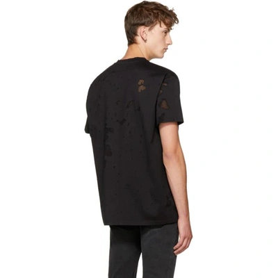 Shop Givenchy Black Distressed Logo T-shirt In 001 Black