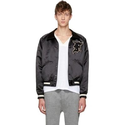 Shop Fear Of God Black Manuel Baseball Coaches Jacket