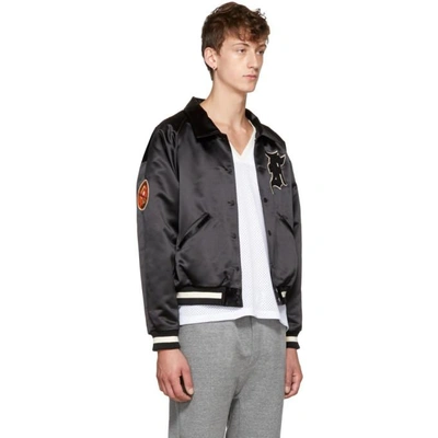 Fifth Collection Manuel Satin Bomber Jacket In Black