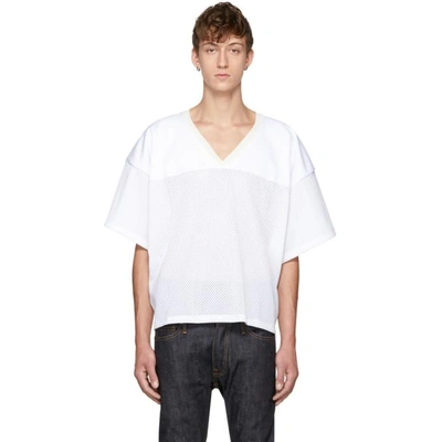 Shop Fear Of God White 'manuel' Football Jersey T-shirt