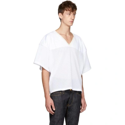 Shop Fear Of God White 'manuel' Football Jersey T-shirt