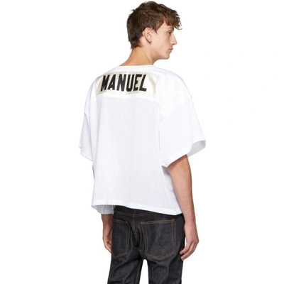 Shop Fear Of God White 'manuel' Football Jersey T-shirt