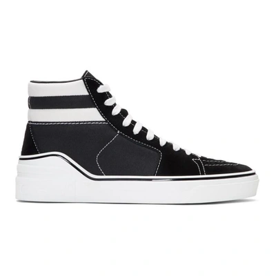 Shop Givenchy Black Suede And Canvas Mid-top Sneakers In 004 Black/white