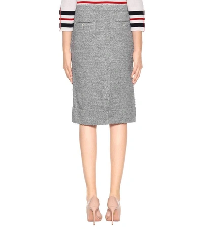 Shop Thom Browne Mélange Wool-blend Skirt In Grey