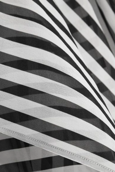 Shop Ronald Van Der Kemp Asymmetric Striped Silk Crepe De Chine Blouse