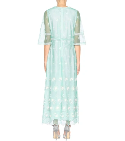Shop Burberry Embroidered Tulle Dress In Green