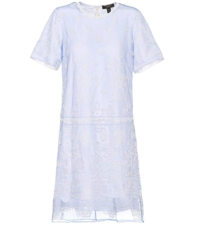 Shop Burberry Embroidered Tulle T-shirt Dress In Blue