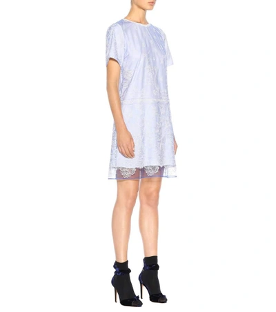 Shop Burberry Embroidered Tulle T-shirt Dress In Blue