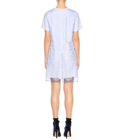 Shop Burberry Embroidered Tulle T-shirt Dress In Blue