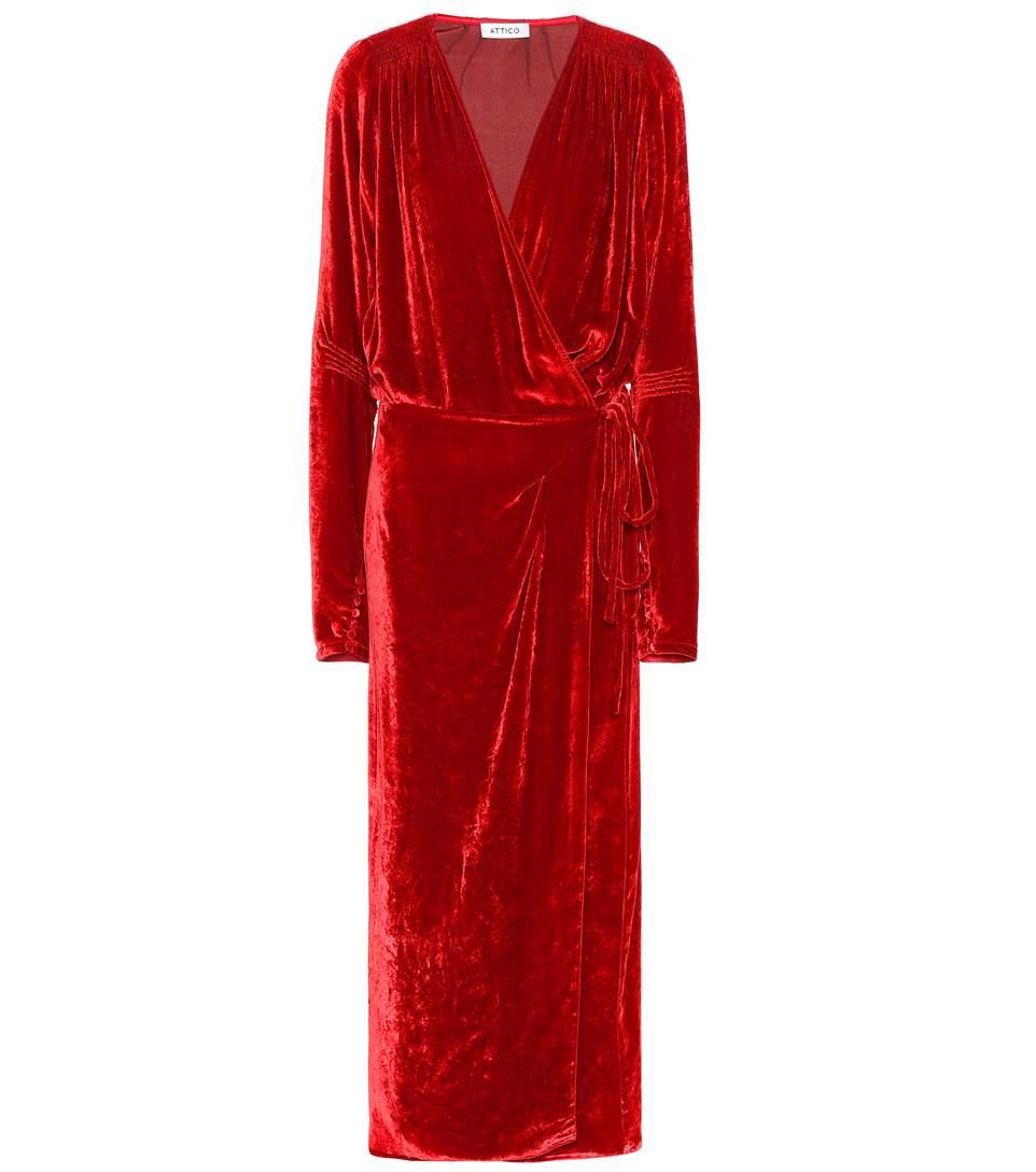 Attico Victoria Velvet Dress In Red | ModeSens