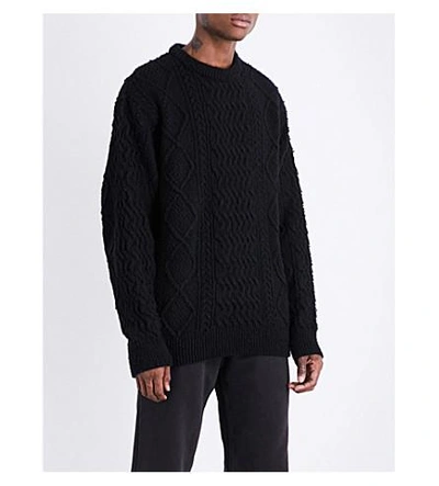 Shop Yeezy Season 5 Chunky-knit Wool-blend Sweater In Ink