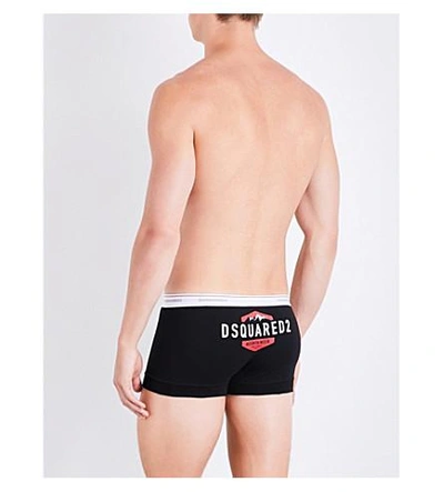 Shop Dsquared2 Mountain-print Stretch-cotton Trunks In Blk