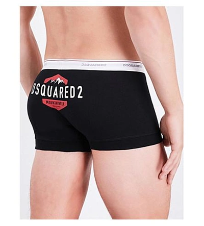 Shop Dsquared2 Mountain-print Stretch-cotton Trunks In Blk