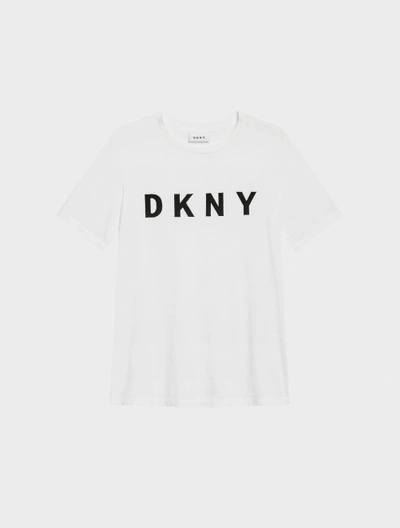 Shop Dkny Bonded Hem Logo Tee In White