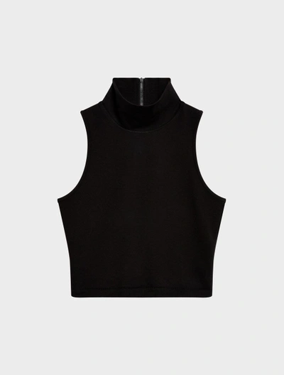 Shop Dkny Mock Neck Sleeveless Top With Back Zipper In Black