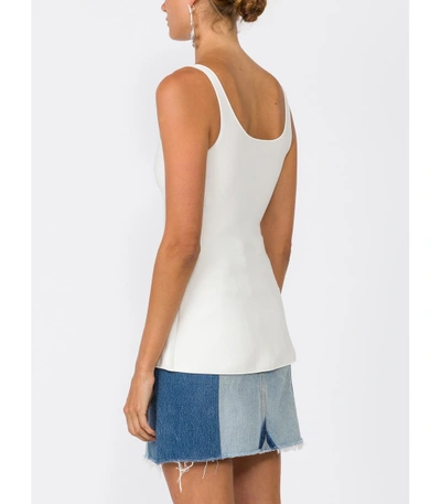 Shop Alexander Wang White Fringed Lace Up Tank Top