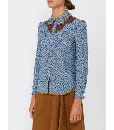 Shop Coach Blue Western Lace Blouse