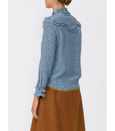 Shop Coach Blue Western Lace Blouse