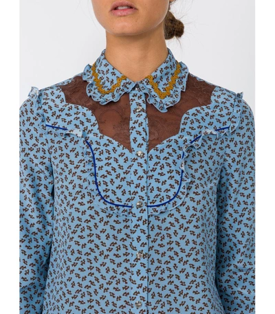 Shop Coach Blue Western Lace Blouse