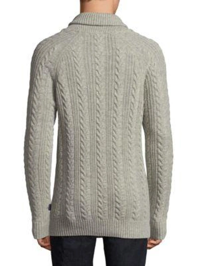 Shop Barbour Cable-knit Wool Shawl Jumper In Fog