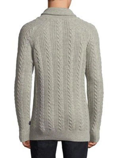 Shop Barbour Cable-knit Wool Shawl Sweater In Fog