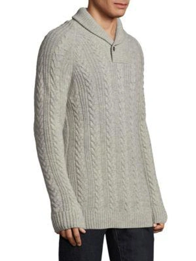 Shop Barbour Cable-knit Wool Shawl Sweater In Fog