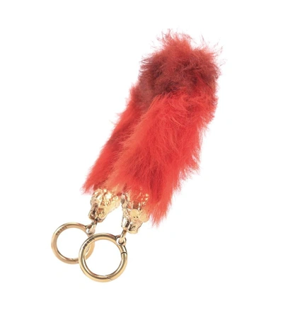 Shop Prada Fur Bag Strap In Red