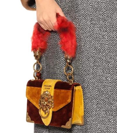 Shop Prada Fur Bag Strap In Red