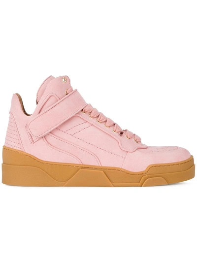 Shop Givenchy Pink Suede Tyson Mid Top Sneakers
