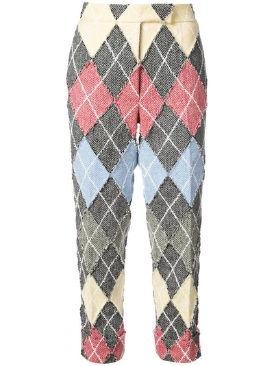 Shop Thom Browne Classic Backstrap Trouser With Argyle Suiting Applique In Herringbone Harris Tweed