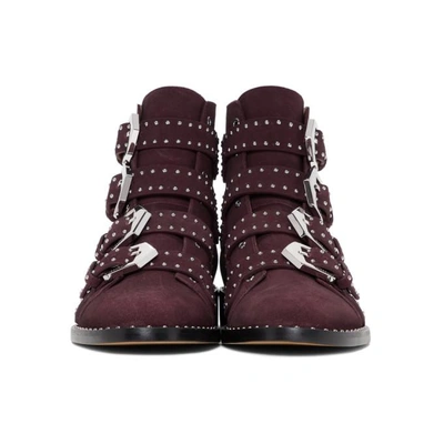 Shop Givenchy Burgundy Suede Elegant Boots In 642 Oxblood Red