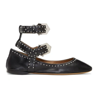 Shop Givenchy Black Double Buckle Soft Ballerina Flats In 001 Black