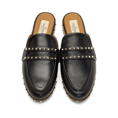 Shop Valentino Black  Garavani Rockstud Loafers In *0no Black