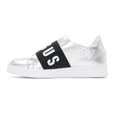 Shop Versus Silver Logo Band Slip-on Sneakers