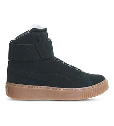 Shop Puma Platform Mid Suede Sneakers In Black Gum