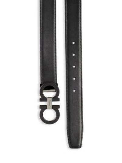 Shop Ferragamo Polished Leather Belt In Black