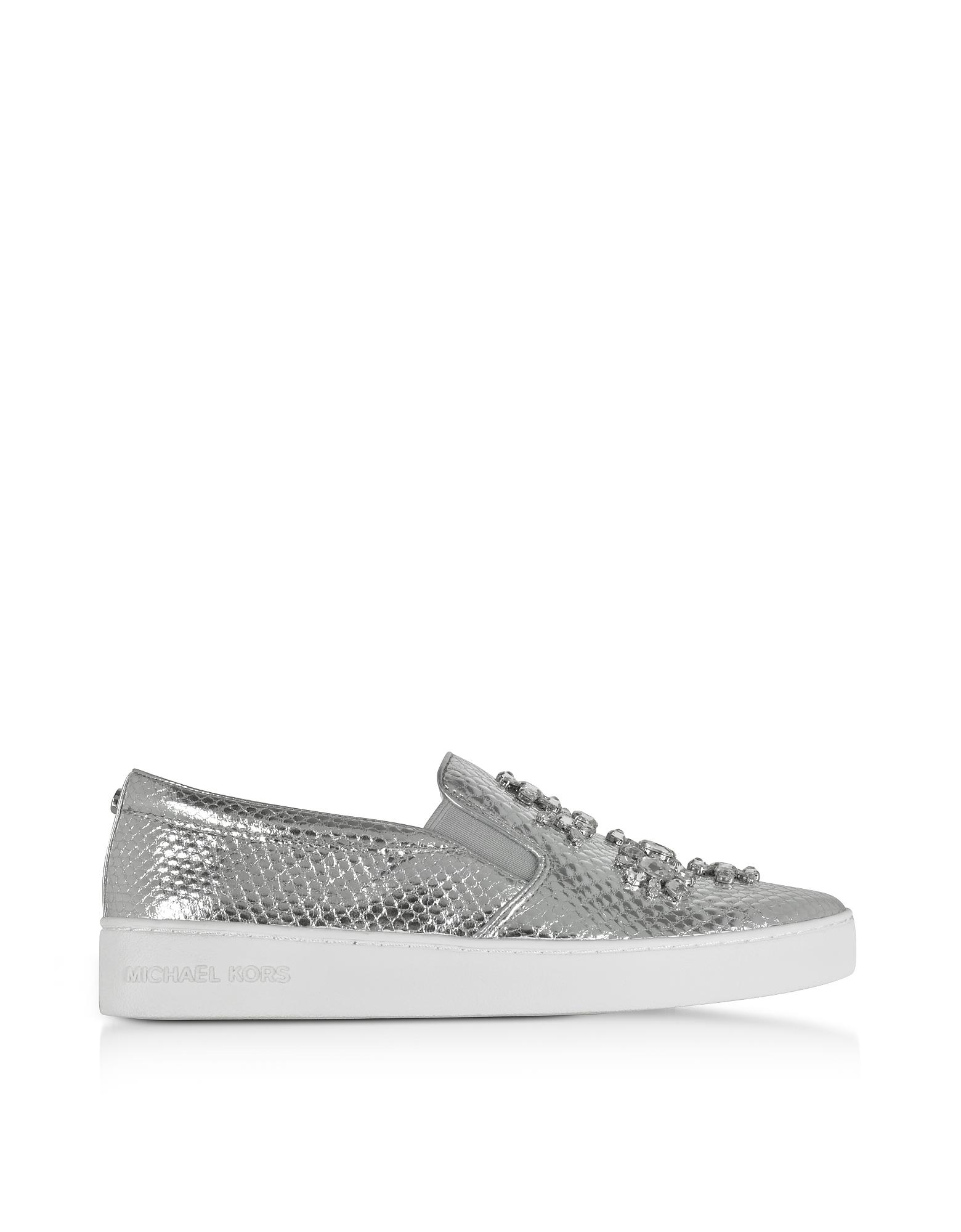 michael kors keaton slip on silver