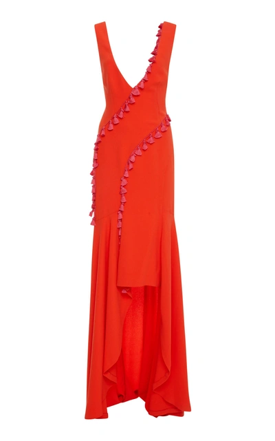 Shop Galvan Cuzco Asymmetric Dress In Red