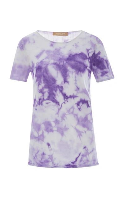 Shop Michael Kors Tie Dye Cashmere Tee In Purple