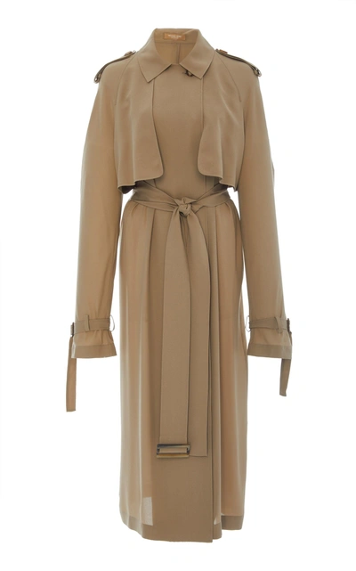 Shop Michael Kors Belted Silk Trench Dress In Neutral