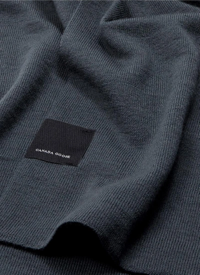 Shop Canada Goose 'standard' Merino Wool Blend Knit Scarf In Grey