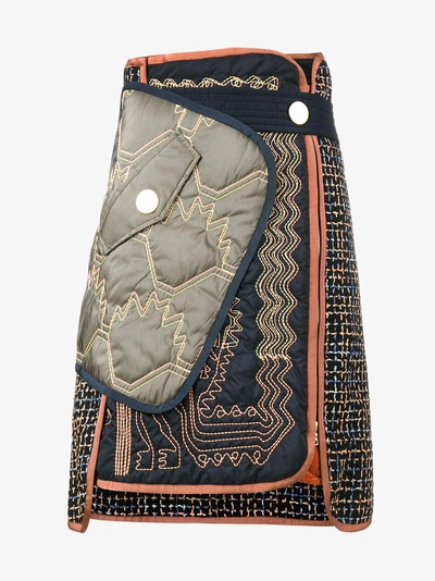 Shop Peter Pilotto Asymmetric Quilted Skirt In Blue