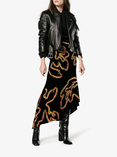 Shop Peter Pilotto Floral Asymmetric Velvet Skirt In Black