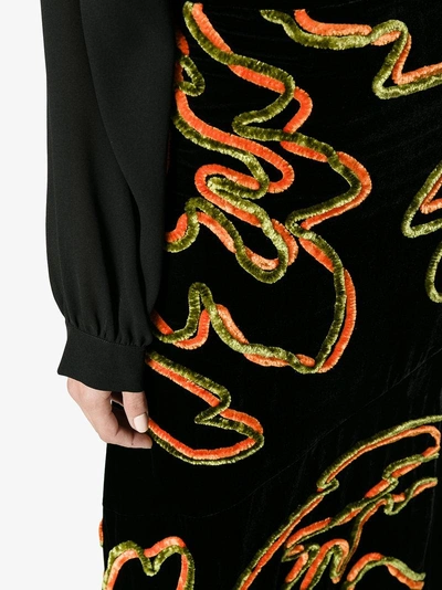 Shop Peter Pilotto Floral Asymmetric Velvet Skirt In Black