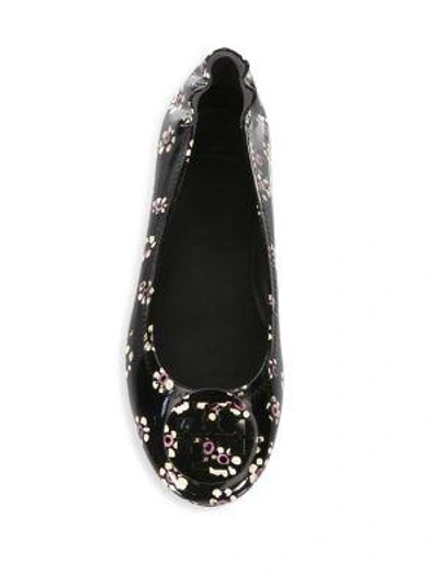Shop Tory Burch Minnie Travel Leather Ballet Flats In Black Floral