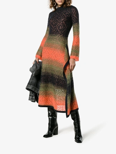 Shop Peter Pilotto Mohair Blend Midi-dress In Multicolour