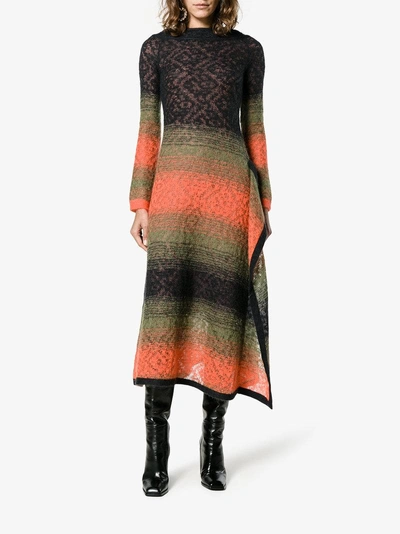 Shop Peter Pilotto Mohair Blend Midi-dress In Multicolour