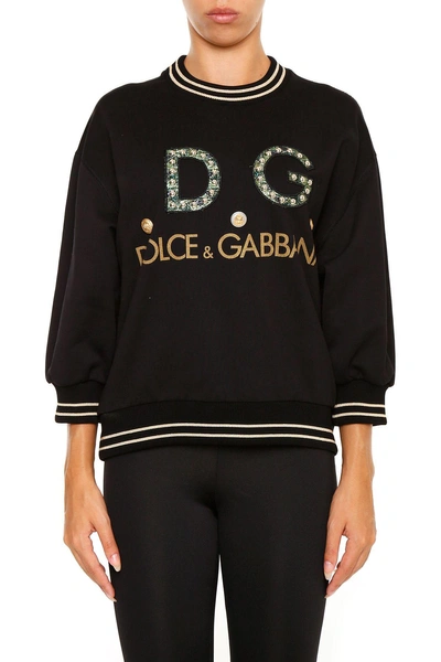 Shop Dolce & Gabbana Patch Sweatshirt In Neronero