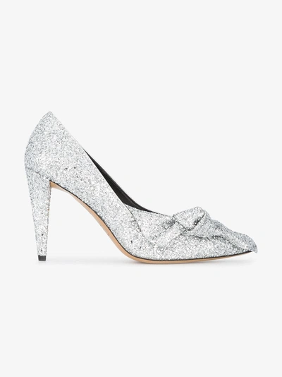 Shop Isabel Marant Silver Glitter Poetty 100 Pumps