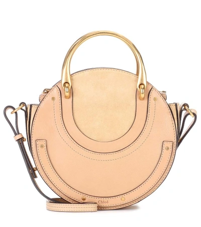 Shop Chloé Pixie Leather And Suede Shoulder Bag In Beige